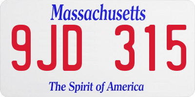 MA license plate 9JD315