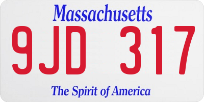 MA license plate 9JD317