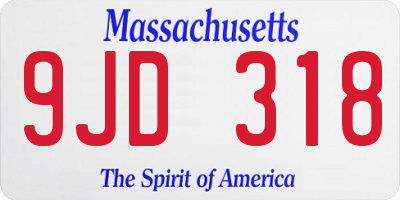 MA license plate 9JD318