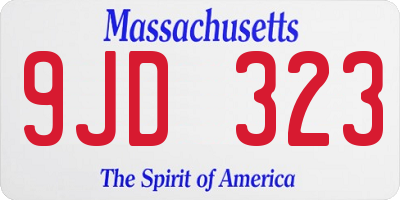 MA license plate 9JD323