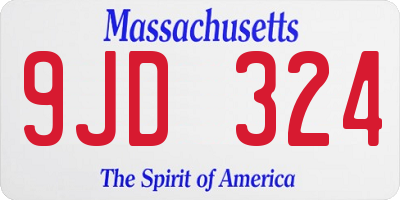 MA license plate 9JD324