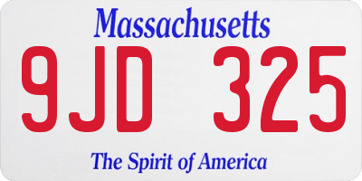 MA license plate 9JD325