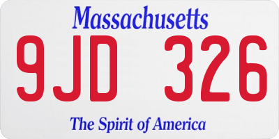 MA license plate 9JD326