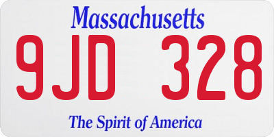 MA license plate 9JD328