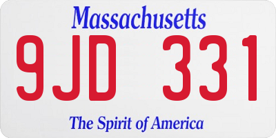 MA license plate 9JD331