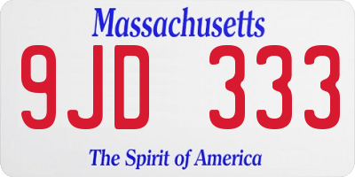 MA license plate 9JD333