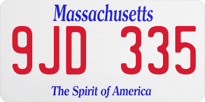 MA license plate 9JD335