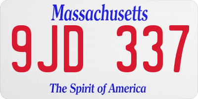 MA license plate 9JD337