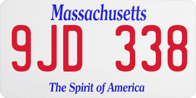 MA license plate 9JD338