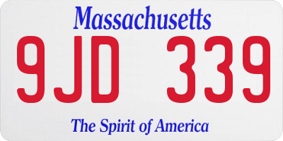 MA license plate 9JD339