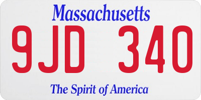 MA license plate 9JD340