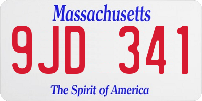 MA license plate 9JD341