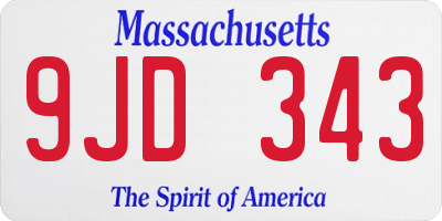 MA license plate 9JD343