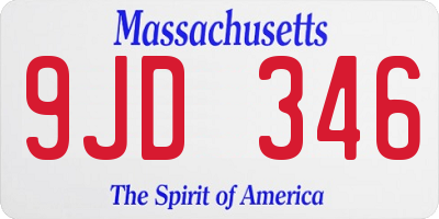 MA license plate 9JD346