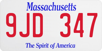MA license plate 9JD347
