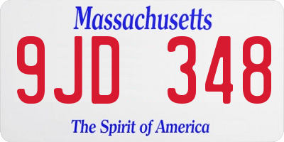 MA license plate 9JD348