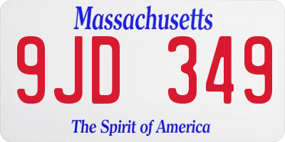 MA license plate 9JD349
