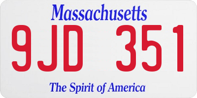 MA license plate 9JD351