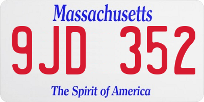 MA license plate 9JD352