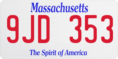 MA license plate 9JD353