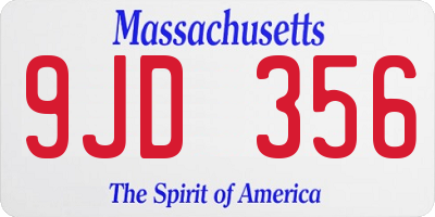 MA license plate 9JD356