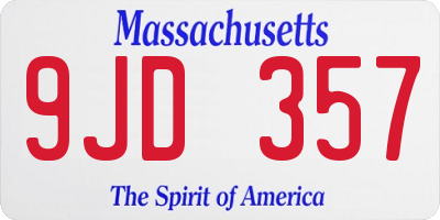 MA license plate 9JD357