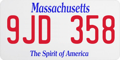 MA license plate 9JD358