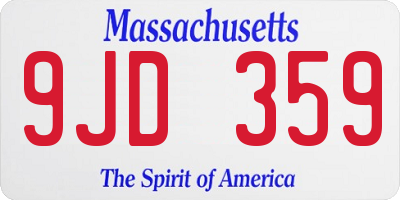 MA license plate 9JD359