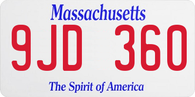 MA license plate 9JD360