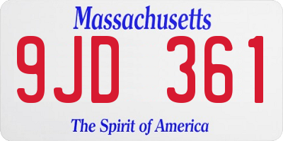 MA license plate 9JD361
