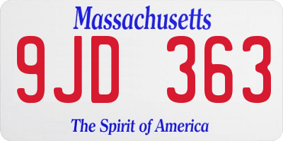 MA license plate 9JD363