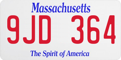 MA license plate 9JD364