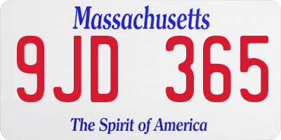 MA license plate 9JD365