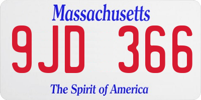 MA license plate 9JD366