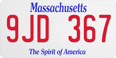 MA license plate 9JD367
