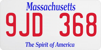 MA license plate 9JD368