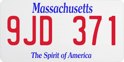 MA license plate 9JD371