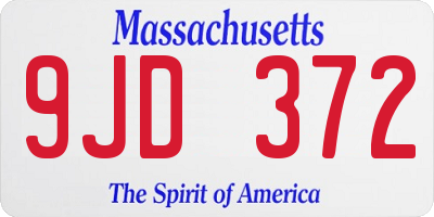 MA license plate 9JD372