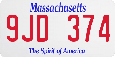 MA license plate 9JD374