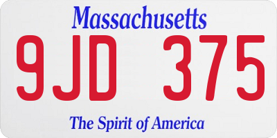 MA license plate 9JD375
