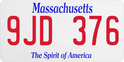 MA license plate 9JD376
