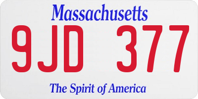 MA license plate 9JD377