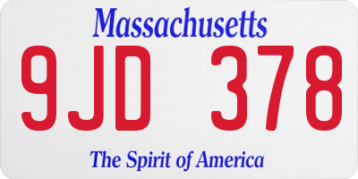 MA license plate 9JD378