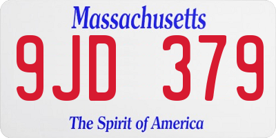 MA license plate 9JD379