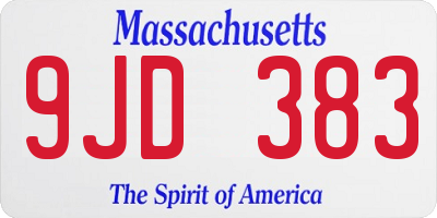 MA license plate 9JD383