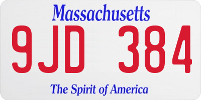 MA license plate 9JD384