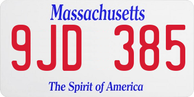 MA license plate 9JD385