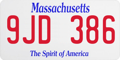 MA license plate 9JD386