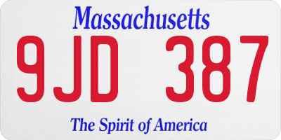 MA license plate 9JD387