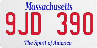 MA license plate 9JD390